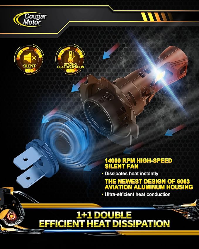 Cougar Motor H7 Bulbs, 1:1 Size H7 Lights Bulb No Adapter Required 6500K White Fog Light or Off-Road Use Plug and Play - Pack of 2