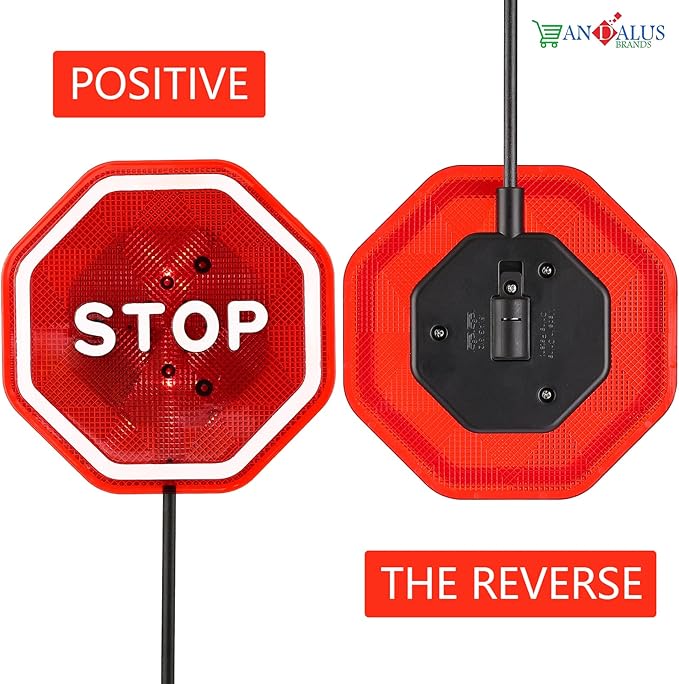 Andalus Brands Flashing LED Stop Sign Garage Parking Assistant System | Bumper Sensor,Red (2 Pack)