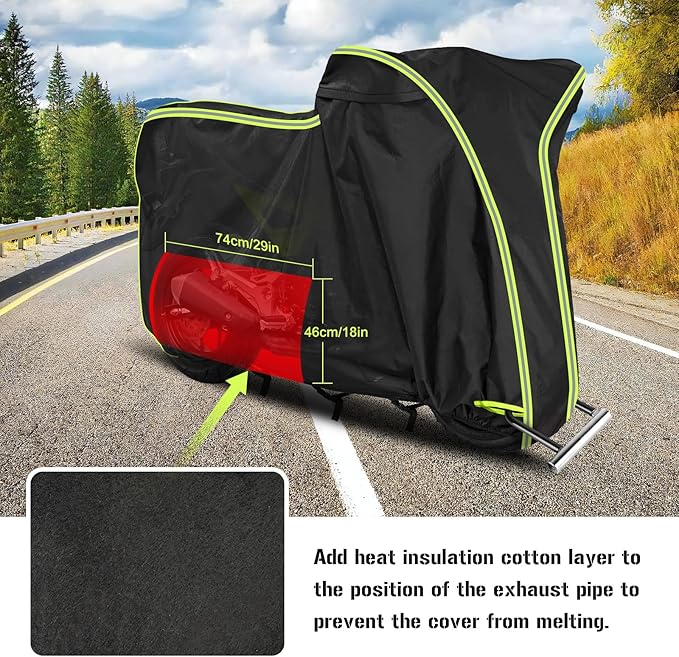 Waterproof Motorcycle Cover for Honda Grom MSX125/Navi/Monkey/2022 Benelli 135/2023 Grom, All Weather Outdoor Black Protective Cover with Reflective Strips,Vent Holes and Lock Holes