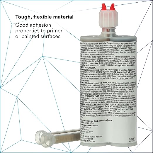 3M Controlled-Flow Seam Sealer, 08329, Solvent Free, Weather Resistant, Torsional Stress Flexability, 200 mL/6.75 fl oz Cartridge
