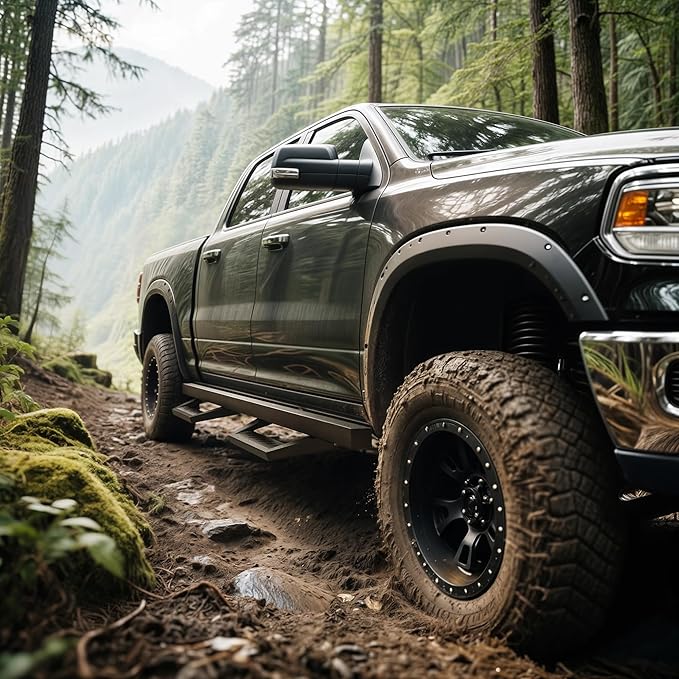 OEDRO Running Boards Compatible with 2019-2025 Chevy Silverado/GMC Sierra 1500, 2020-2025 2500HD 3500HD Crew Cab(Excl. 2019 1500 LD/Limited), Bolt-on Side Steps Steel Nerf Bars