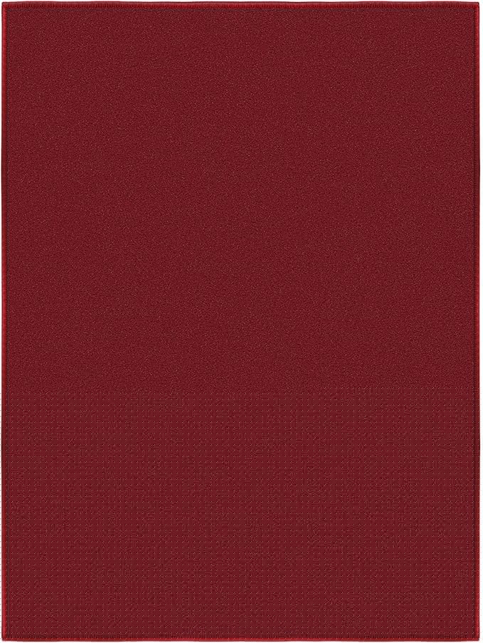 Ottomanson Rugs for Entryway 2'3" x 3' Non Slip Solid Small Area Rugs Durable Front Door Mat Rug Stain Resistant Entrance Rugs for Bathroom Kitchen Bedroom & Living Room, Red