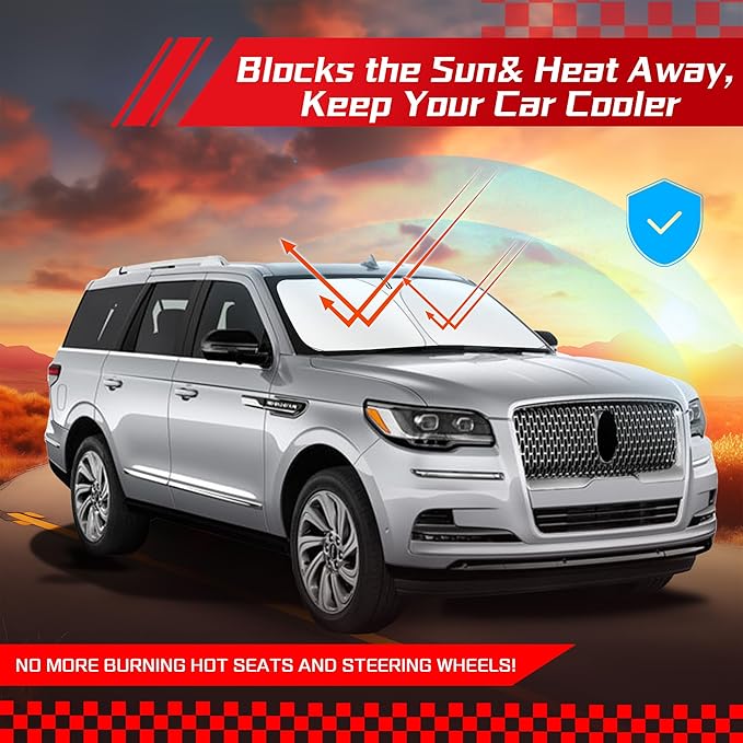 ARISMOTOR Windshield Sun Shade for Lincoln Navigator 2018-2025, Custom Fit Foldable Front Window Sunshade Sun Visor Protector, Block UV Rays Keep Your Car Cooler