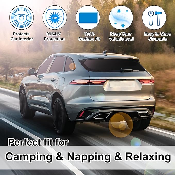 TINGLU Window Shades for Jaguar F-Pace 2016-2024 2025 Accessories Car Side Full Windows Rear Triangular Windshield Sun Shade Sun UV Rays & Privacy Protection for Camping,Napping 8PCS