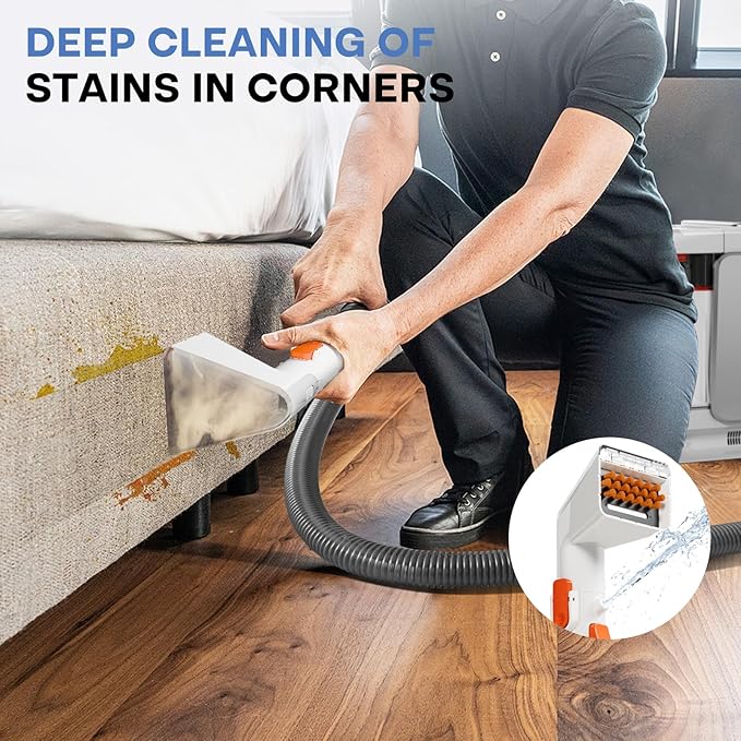 Portable Carpet and Upholstery Cleaner Machine - Multi-Surface Cleaner, Couch & Rug Shampooer with Powerful Suction, Handheld Cleaner for Pets, Spot, Stain, Car & Auto Detailer, Silver