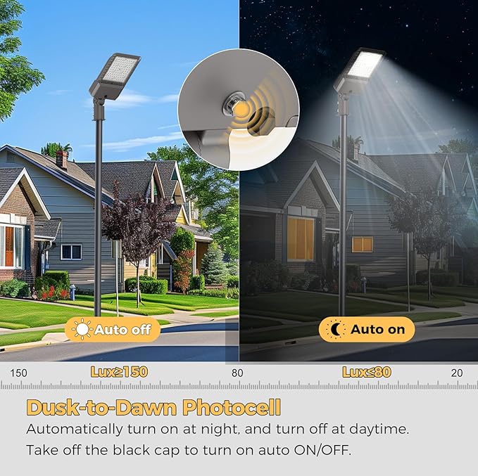 LED Parking Lot Lights 340W Commercial Oudoor Lighting Dusk to Dawn Photocell Street Lights 6000K IP65 100-277V for Yard Garage Warehouse 3 Pack with Allen Wrench
