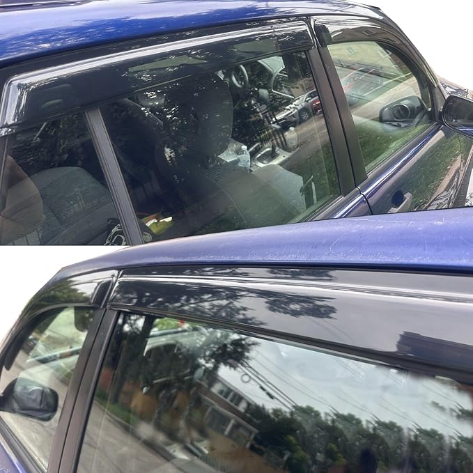 4pc Sun Rain Guards Window Visor Wind Deflector Compatible with Toyota RAV4 4 Door 2001-2005 Smoke 94434
