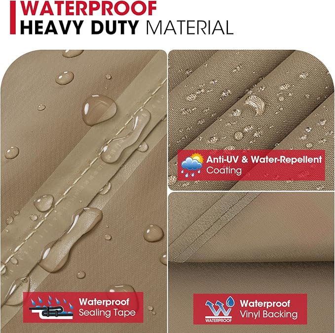 Unicook 55 Inch Grill Cover for Outdoor Grill, Heavy Duty Waterproof Gas BBQ Cover with Sealed Seam, Rip and Fade Resistant Barbecue Covering for Weber Nexgrill Charbroil, Neutral Taupe