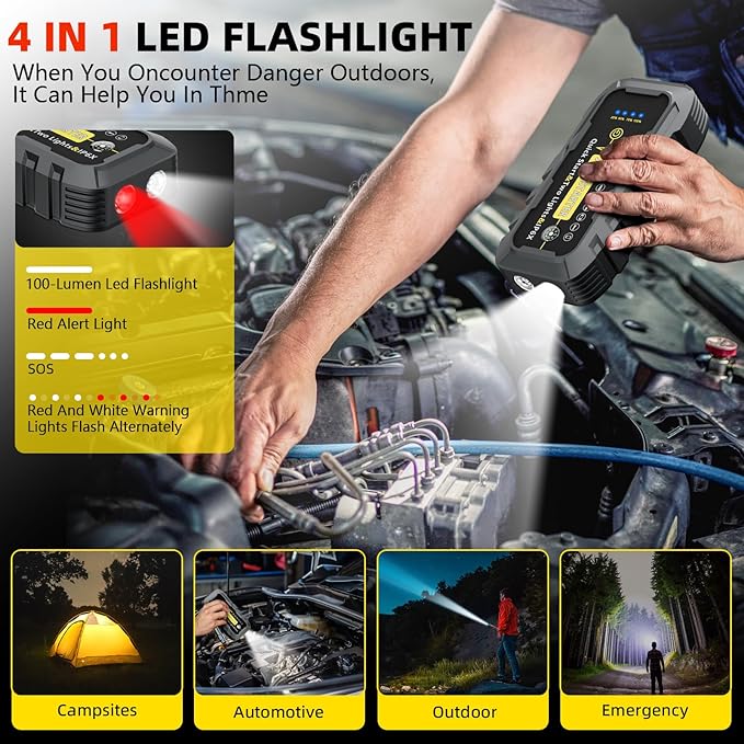 2025 Upgraded for A5 Car Jump Starter 3000A,Jump Starter Battery Pack for Up to 9.0L Gas and 7.0L Diesel Engines,12V Portable Jump Box with 4 Modes Flashlight and Jumper Cable-3year Limited