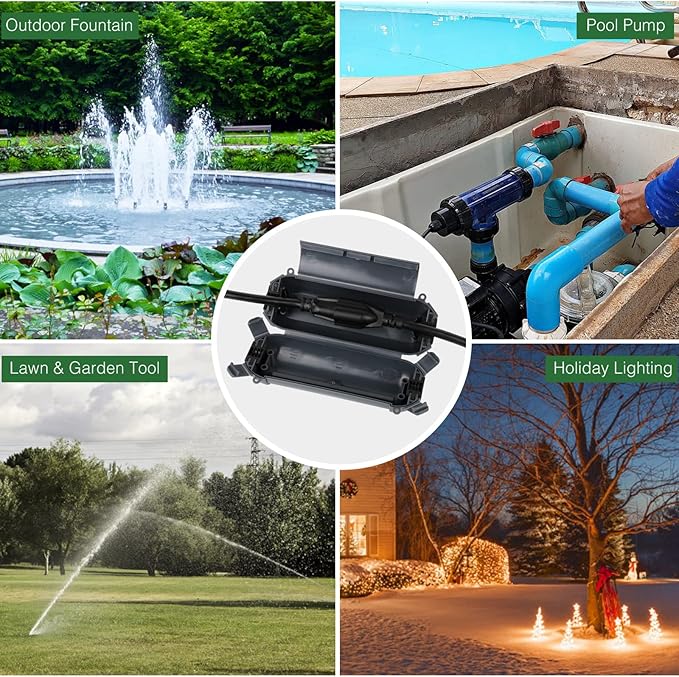 Flemoon [3 Pack] Outdoor Extension Cord Safety Cover with Waterproof Seal, Weatherproof Electrical Connection Box to Protect Outdoor Outlet, Plug, Socket, Christmas Holiday Decoration Light, Gray