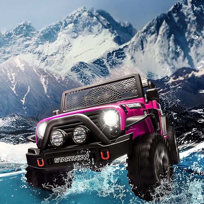 2-Seat Kids Ride on Truck Car, 12V Battery Powered Electric Vehicle with Remote, Electric Car for Kids/Toddlers w/Spring Suspension, LED Light, Music, MP3, 2 Doors, 3 Speeds, (Pink)
