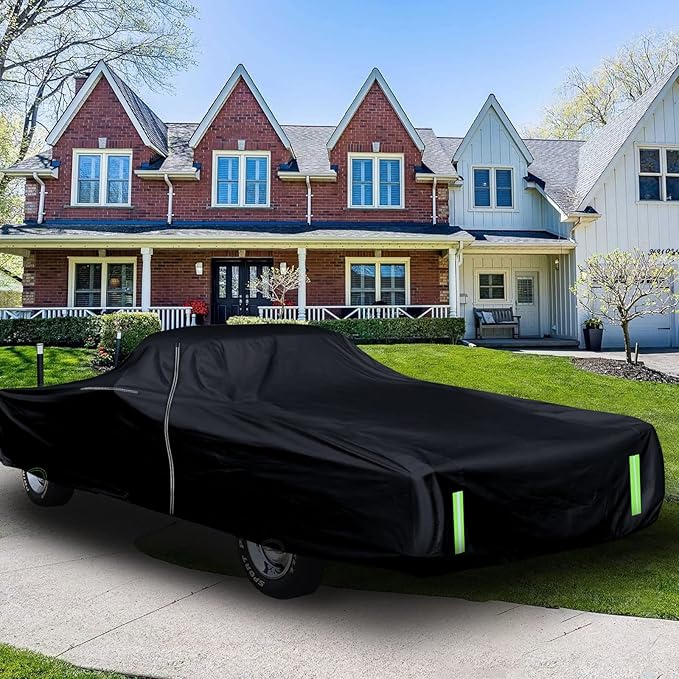 Waterproof Car Cover Compatible with Chevrolet El Camino 1968-1972, 300D with Inner Cotton Liner All Weather Classic Car Covers with Zipper Door Reflective Strips Lock for Snow Rain Dust