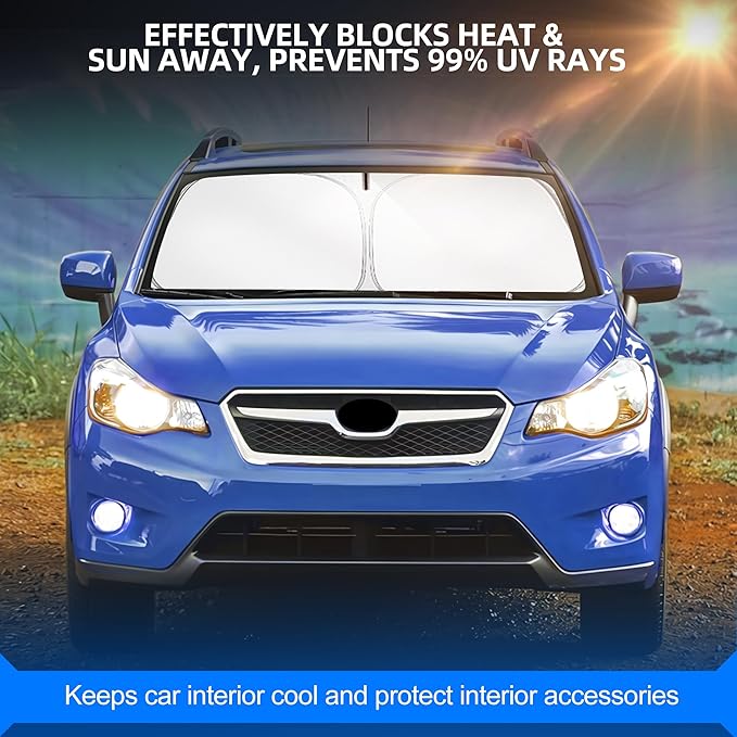 Windshield Sun Shade for S-ubaru Crosstrek 2013-2017 Foldable Sunshade Custom Fit Front Window Car Interior Accessories Protector Blocks UV Rays