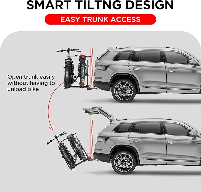 Aluminum Hitch Mounted Bike Carrier 200 LBS Capacity for Standard Bikes and Ebikes, Fit Cars SUV Truck Trailer and RV