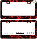 Blood Splattered Red Black License Plate Frames - 2 Pcs Set 2 Holes Stainless Steel Metal Auto Car Accessories Decoration License Plate Frame Cover Size 6.3" x 12.2" Fit US Vehicles for Women Men Gift