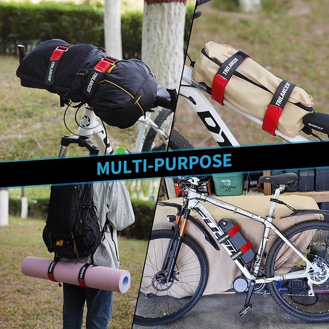 Trilancer Bike Rack Straps with Extra-Wide Silicone Anti-Slip Coating,2-Pack Adjustable Bike Wheel Stabilizer Strap with Hook and Loop for Car and Wall Mount, Transportation and Storage(26''x1.5'')