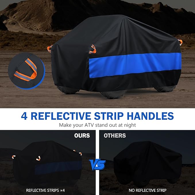 MORNYRAY ATV Cover Waterproof Heavy Duty Universal Quad Cover Outdoor Storage Cover 4 Wheeler UV Protection for Polaris Yamaha Honda Suzuki Kawasaki (Black, A3-86.6''L x 38.6''W x 41.7''H)