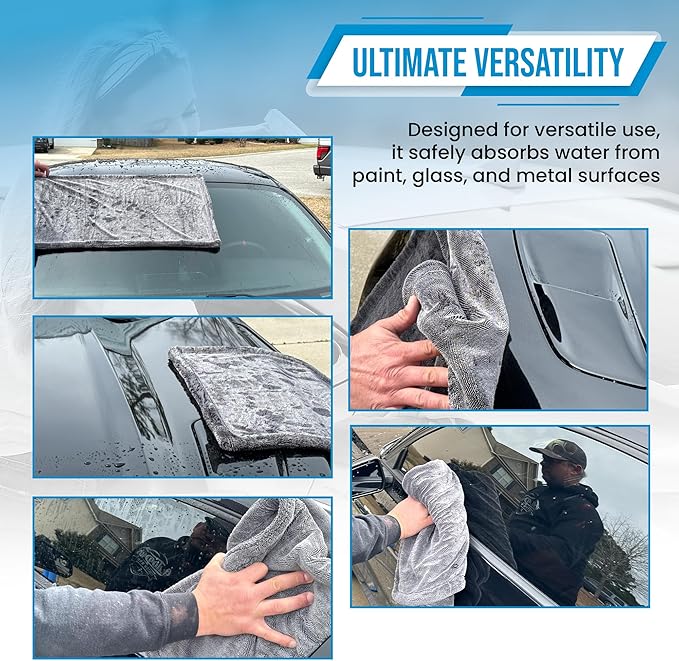 Car Drying Towel Extra Large 36"x24" Super Absorbent - Professional Grade 1400 GSM Microfiber Twisted Loop Design is The Perfect Choice When You Want A Safe Scratch Free and Streak Free Finish