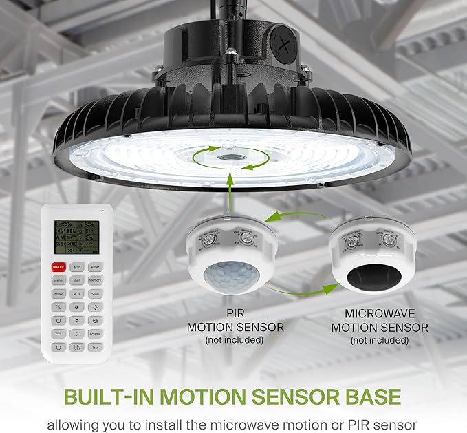 ASD LED High Bay UFO Light Fixture, Commercial Shop Lighting | Dimmable, IP69K Waterproof, DLC Premium, UL Listed | 150W 23000LM 5000K 100-277V | Warehouse, Garage, Workshop, Barn Lamp | Black