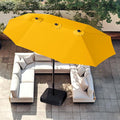 PHI VILLA 15ft Large Patio Umbrellas with Base Included, Outdoor Double-Sided Rectangle Market Umbrella with Stand, Outside Umbrellas for Poolside Lawn Garden, Golden Yellowwith