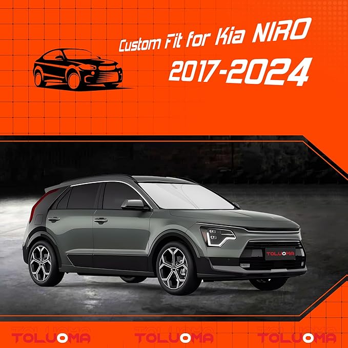 Custom Fit Windshield Sun Shade for Kia NIRO 2017-2025 - Full Coverage, 210T Reflective Fabric, Double-Layer Design - Blocks 99% UV Rays, Keeps Car Cool, Easy to Install and Store