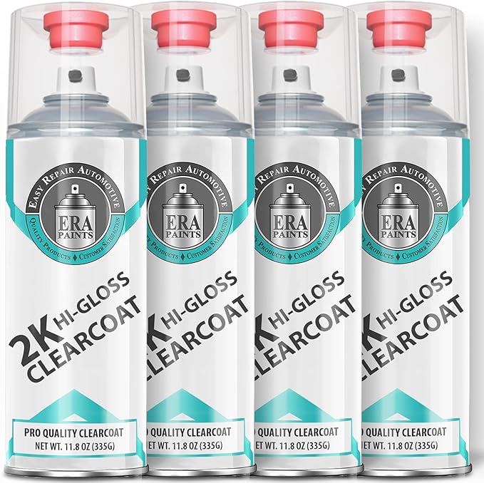 ERA Paints 2K High Gloss Automotive Clear Coat Spray/Aerosol Can – Professional Quality & Finish - Easy to Use – Best Value (4 pack)