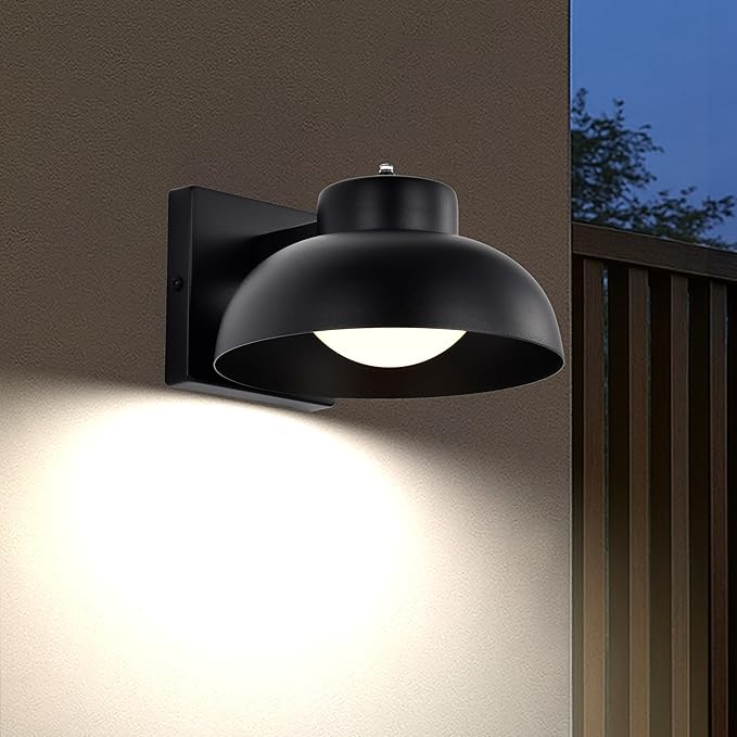 Black Exterior Light Fixtures, 2 Pack Dusk to Dawn LED Outdoor Wall Lights, 12W Integrated 3000K Farmhouse Barn Sconce, Waterproof LED Porch Lights Outdoor for Front Door, Garage, Entryway