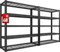 REIBII 48" W Garage Shelving Heavy Duty Load 2500LBS, 5 Tier Storage Shelves, Adjustable Metal Shelves for Warehouse, Pantry, Basement, 48" W X 72" H X18 D, 2PC