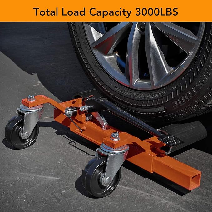 4 Pcs Car Wheel Dolly with Hydraulic Tire Jack, 1500LBS Capacity Trailer Dolly for Vehicle Positioning for Truck RV Trailer, Orange