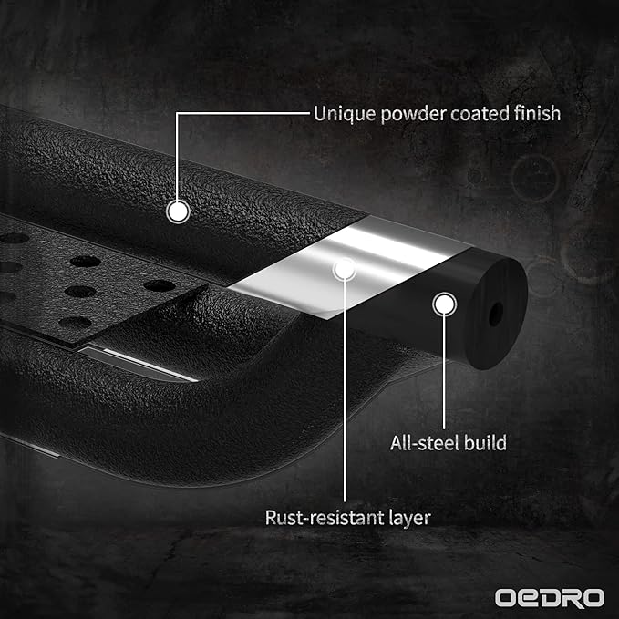 OEDRO Running Boards Compatible with 2019-2025 Chevy Silverado/GMC Sierra 1500, 2020-2025 2500HD 3500HD Crew Cab(Excl. 2019 1500 LD/Limited), Bolt-on Side Steps Steel Nerf Bars