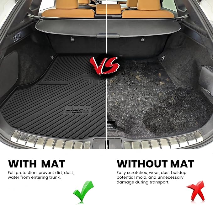 LASFIT Trunk Mat for Lexus RX/RX350/RX350h/RX500h 2025 2024 2023, All Weather TPE RX 350 Cargo Mats Custom Fit for Lexus RX350 Cargo Liner Front & Rear Trunk Liner, Black, Easy to Clean