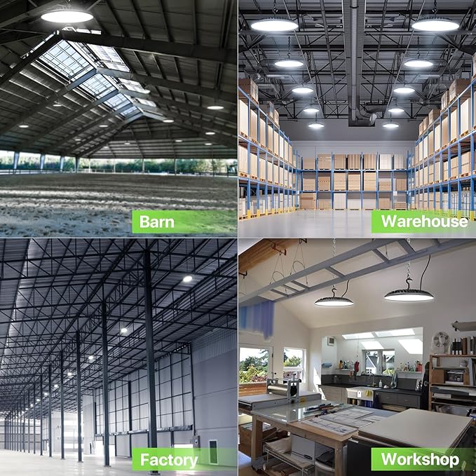 LED High Bay Light 200W, 28000LM 5000K UFO High Bay LED Light with US Plug, Hanging Hook, IP65 Waterproof Commercial Bay Lighting for Barn, Warehouse, Factory ETL Listed