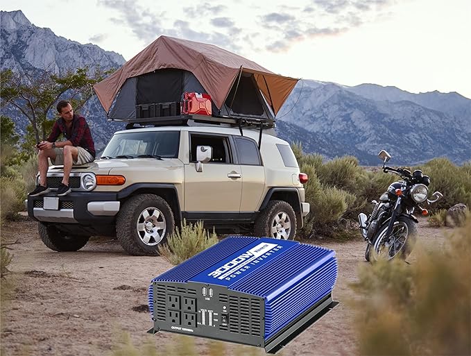 3000W Power Inverter 12V DC to 110V AC Car Battery Inverter with 4 AC Outlets /2 USB Port, Car Inverter for Home/Truck/Boat/RV Power Inverters for Vehicles