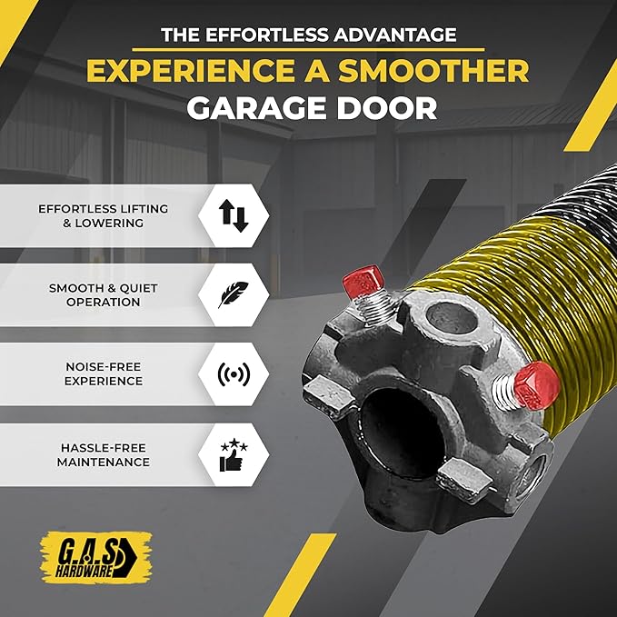 Garage Door Torsion Spring 250x2x30 Torsion Springs for Left Side of Garage Door with 1" Steel Bearing, Gloves, and Winding Bars Precision E-Coating 5-Year Warranty Minimum 30,000 Cycles (Red Cone)