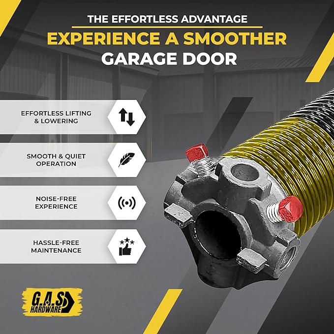 Garage Door Torsion Spring 250x2x29 Torsion Springs for Right Side of Garage Door with 1" Steel Bearing, Gloves, and Winding Bars Precision E-Coating 5-Year Warranty Minimum 30,000 Cycles (Black Cone)