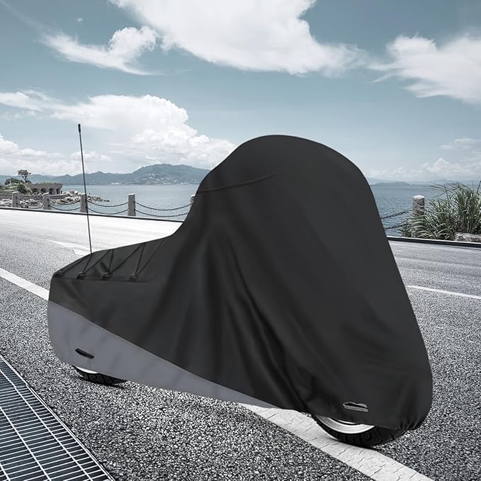 XYZCTEM Motorcycle Cover for Touring Models Harley Davidson Road King Road Glide Street Glide Electra Glide Low Rider-ST Indoor & Outdoor All Weather Protect from Dust Sunlight Rain, Black
