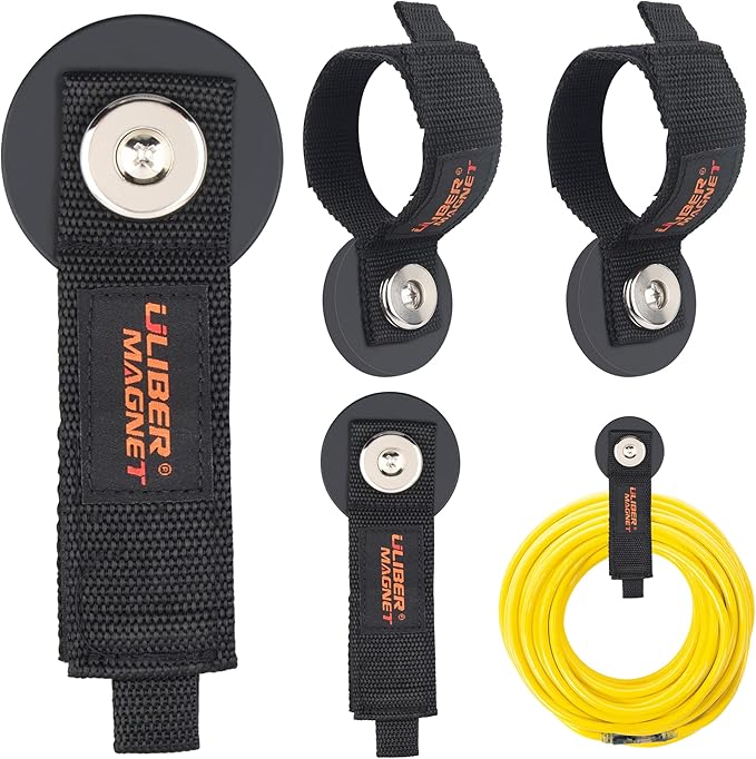 ULIBERMAGNET Strong Magnetic Storage Hooks,Heavy Duty Magnetic Garage Storage Tool Organizer,Extension Cord,Hose, Cable, Rope,Tools for Garage,Pick-up,RV and Workshop(4 Pack/2.59INCH)