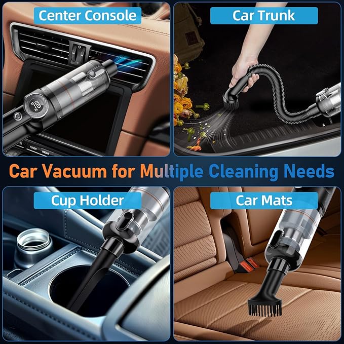Car Vacuum Cleaner,21Kpa/30Mins,Mini High Power Pet Portable Handheld Cordless Vacuum Pro, Rechargeable Extractor Vacuum Detailing with Cleaning Gel for Car, Home and Office Detail Cleaning