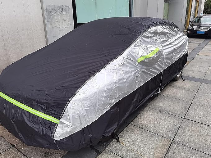 Universal Sedan Car Cover Fit for Mercedes-Benz C-Class, BMW 3 Series, Audi A3,Waterproof All Weather Heavy Duty Anti-UV Windproof Snow Protection - 177''~185''(L)