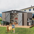 GVDV 10X12 FT Outdoor Storage Shed, Durable Metal Outside Storage for Garden, Patio and Backyard, Waterproof Shelter for Tools, Equipment