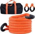 Kinetic Recovery Tow Rope, 48000LBS Snatch Strap with Soft Shackles, Extreme Duty 30% Elasticity Energy Offroad Towing Straps Kit for Car Jeep Trucks SUV UTV ATV Tractor - 1" x 20ft, Orange