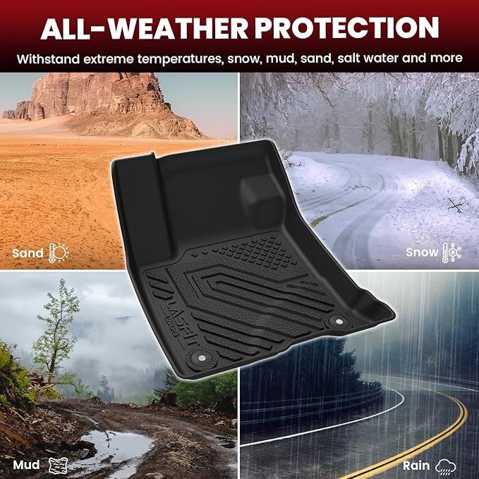 LASFIT Floor Mats for Lincoln Corsair 2020-2025 (Fit Gasoline Not fit PHEV) All Weather Floor Liner for Lincoln Corsair TPE Custom Fit Car Mats Front & Rear 2 Row Mats,Black