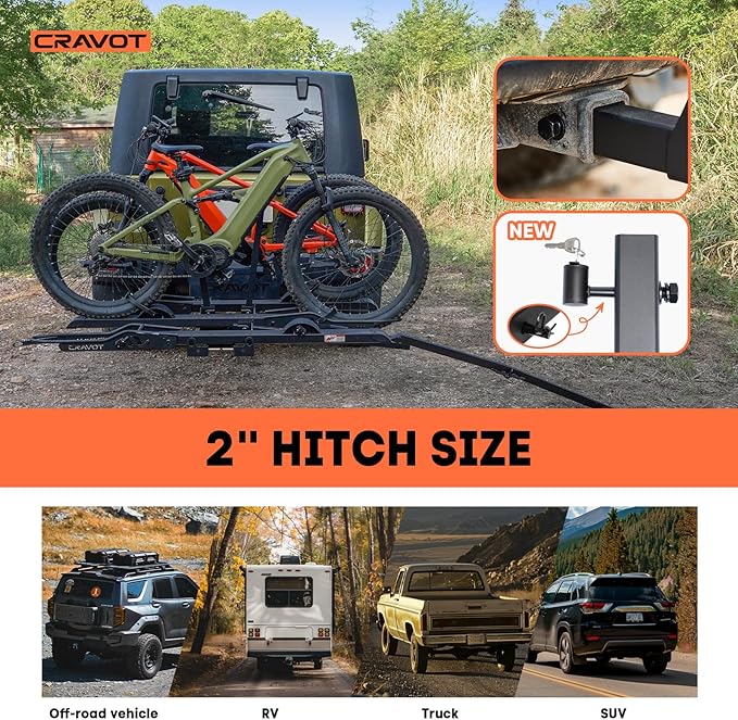 CyberRack S3 Ebike Rack, 300 lbs Capacity Foldable Bike Racks for Tow Hitch Heavy Electric Bike Carrier for 3 E-Bike, Up to 5-inch Fat Tire 2'' Receiver