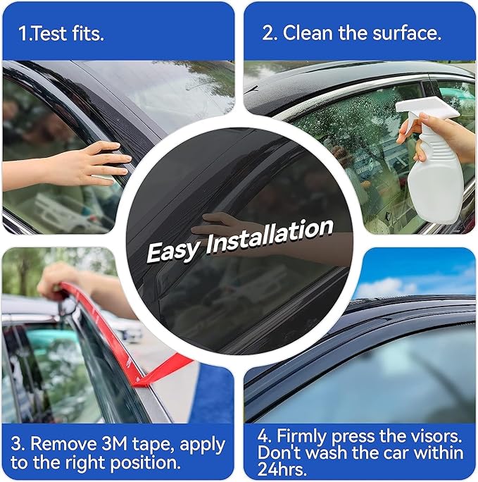 Window Visors Rain Guards for 2007-2013 Chevy Silverado/GMC Sierra 1500/Avalanche Crew Cab, Window Vent Wind Deflectors Visors Shades for 2007-2014 Silverado/Sierra 2500HD-3500HD/Suburban/Yukon XL