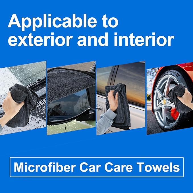 CICMOD Car Drying Towels 35"x24" Large Microfiber Towels for Car Detailing 600 GSM Gray - 4 Pack
