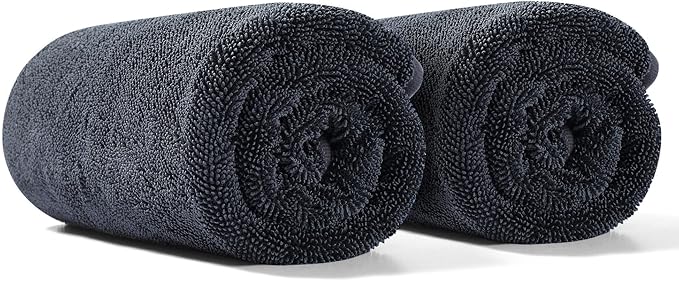 JOYMOOP Car Dry Towel, Quick Drying, Medium Size, Microfiber Cleaning Cloth, Dark Grey, 35.4 x 23.6 Inches, 2 Pack for Boates, RVs, SUVs, Trucks, Cars