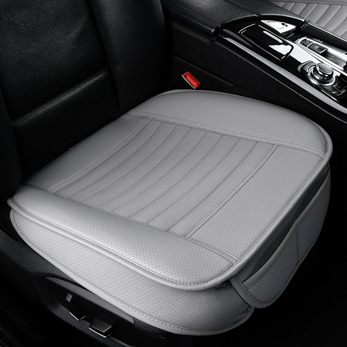 2pc Edge Wrapping Comfortable Car Front Seat Covers, Seat Protectors, Anti-Slip Bottom Seat Cushion Covers for Auto with PU Leather(Gray)