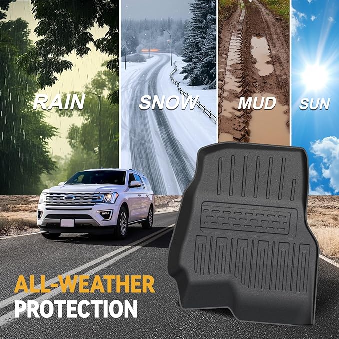 Floor Mats Set for 2018-2024 Ford Expedition/Lincoln Navigator 7 Seats Accessories, Full Coverage All Weather Cargo Mat with Backrest Protectors & Door Sill Guards (Not fit Max or L Model)