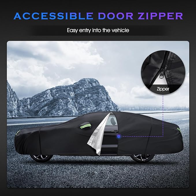 Car Cover Custom Fit for Dodge Challenger 2008-2023,6 Layers Truck Cover Waterproof All Weather for Automobiles,Outdoor Full Exterior Cover,Rain, Sun, Wind Protection,Black