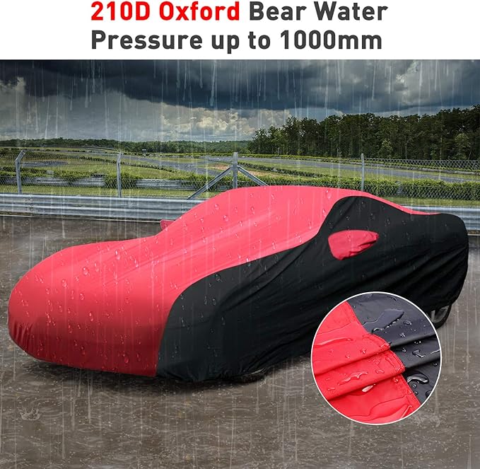 KAKIT Waterproof Car Cover Custom Fit for 2005-2013 C6 Stingray, UV Resistant Fade-Proof Cover for Chevy Corvette, Indoor & Outdoor Use (Red & Black Combo)